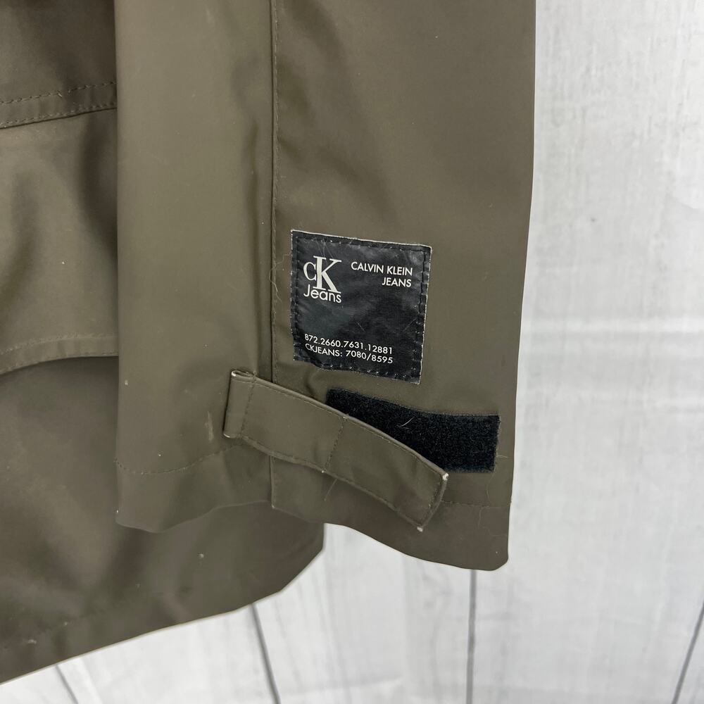 Y2K Calvin Klein Jeans XL Green Windbreaker Rain Jacket - Picture 4 of 9